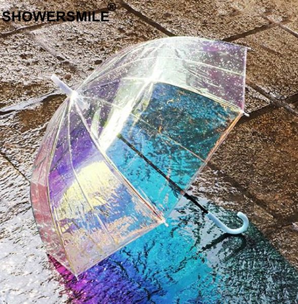

showersmile umbrella umbrella change color transparent long-handle rain see through transparent clear
