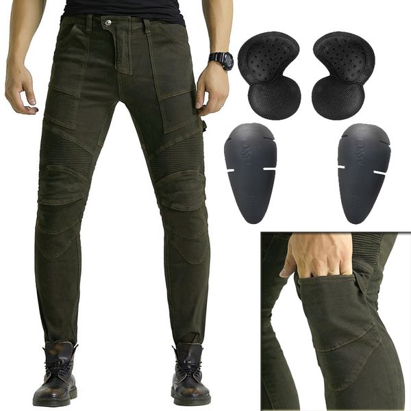 

korea sale motorcycle leisure dark green soldier cross-country outdoor riding jeans with protective equipment knee pads wf-14