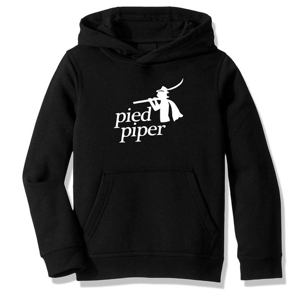 

fleece hooded sweatshirt hoodies pied piper silicon valley casual clothing, Black