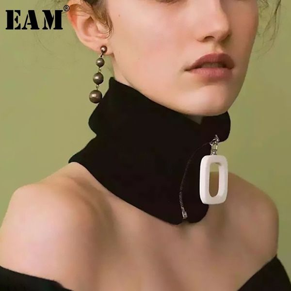 

eam] 2020 новая весна лето личность полосатый printed большие кнопки пряжка упругие zipper keep warm шарф женщин мода jk967 y200103, Blue;gray