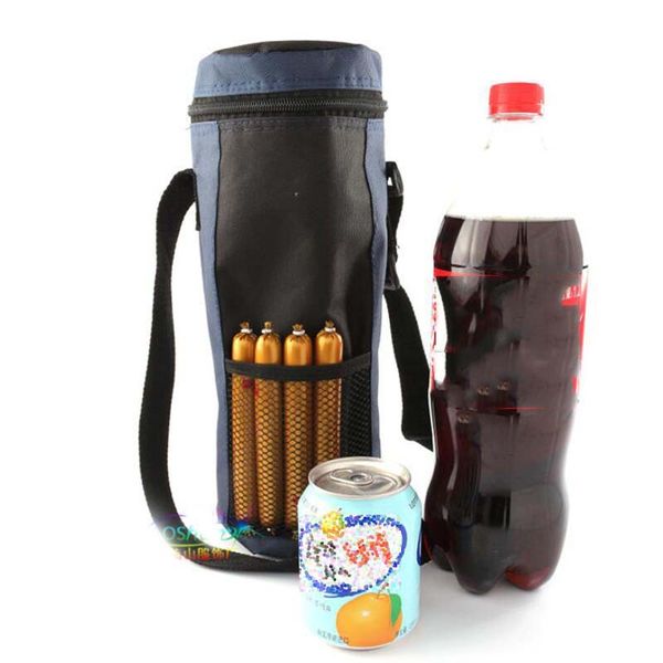 

2l waterproof bottle bag thermal cooler bag for bottle oxford fabric insulated cooler with long belt drink bags
