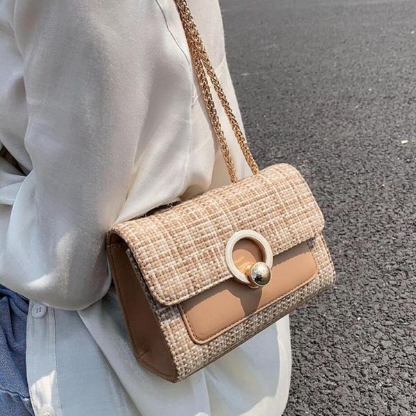 

elegant female weave square crossbody bag 2020 summer new high-quality pu leather women's handbag chain shoulder messenger bag