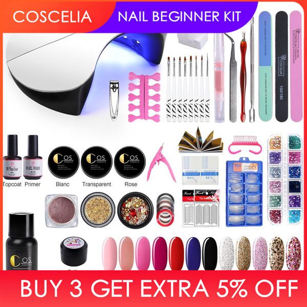 

12 color 5ml uv gel nail polish varnish extension kit with 36w led uv nail lamp kit for manicure set acrylic nails art tools