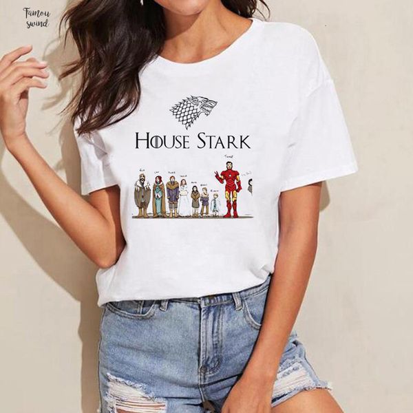 

game house of t shirt tony stark t shirt женщины got рубашки женщин лето coming t shirt железный тони старка, White