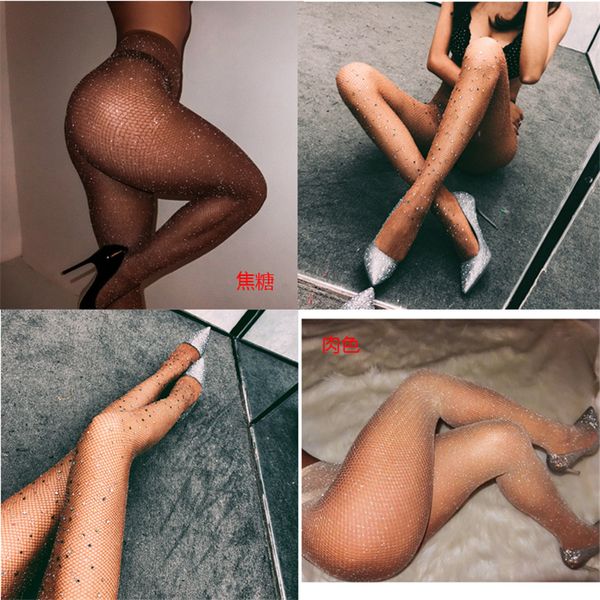 

2019woman дизайнер сексуальные кристаллы чулок женщин чистый ажурные тела алмазов чулки шаблон колготки колготки рождественские чулки rhines, Black;white