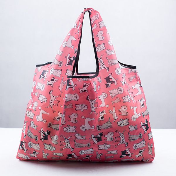 

2018 new style fashion foldable handy shopping bags reusable tote pouch recycle storage handbags print