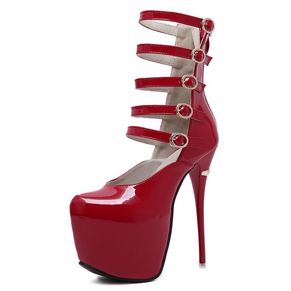

ladies pumps ankle strap heels 16cm high heels shoes pumps women party shoes for women platform yma70, Black