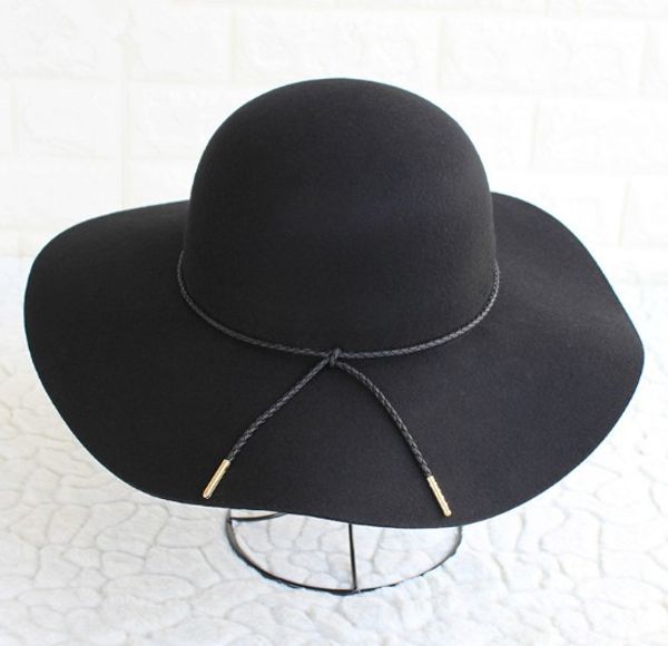 

new wool big hat women's fashion simple british warm shape wool hat hat autumn and winter, Blue;gray