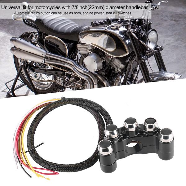 

motorcycle 7/8" 22mm cnc aluminum handlebar control switch motorbike horn button electric start kill lamp light on off