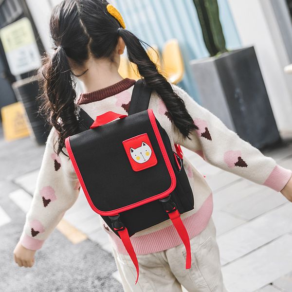 

cute child girl cat pattern princess kindergarten school bag backpack book bags