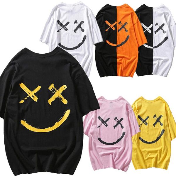 

2019 new style fashion men's t-shirts casual crewneck short sleeve hip hop print loose casual tee, White;black