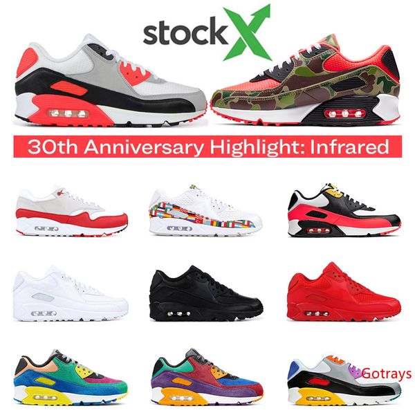 

stock x 90 running shoes for men infrared viotech university red grape international triple white black sports sneakers trainers size 36-45