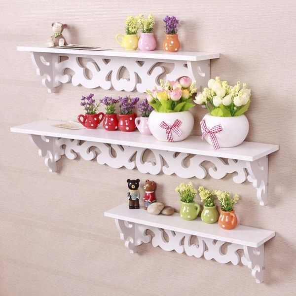 

3pcs set 3 size mdf hanging white wall shelf elegant rack fashion simple display storage rack ornament holder home decoration y200429