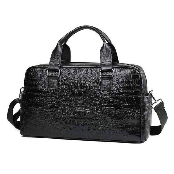 

duffel bags 2021 luxury 100% cow genuine leather travel men large portable male shoulder men's handbag alligator outdoor duffle