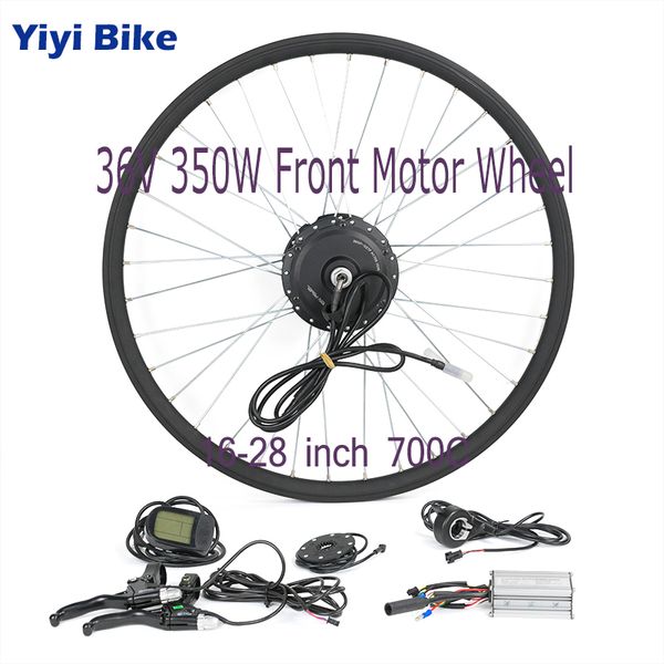 

36v 350w electric bike conversion kit with front wheel motor for 20" 24" 26" 28" 700c controller lcd5 throttle brake pas