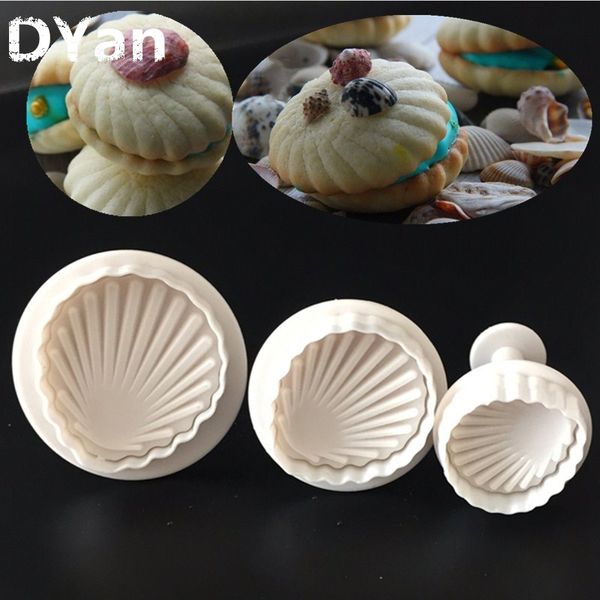 

baking & pastry tools 3pcs/set shell fondant cake decorating sugarcraft plunger cutter flower mold a088