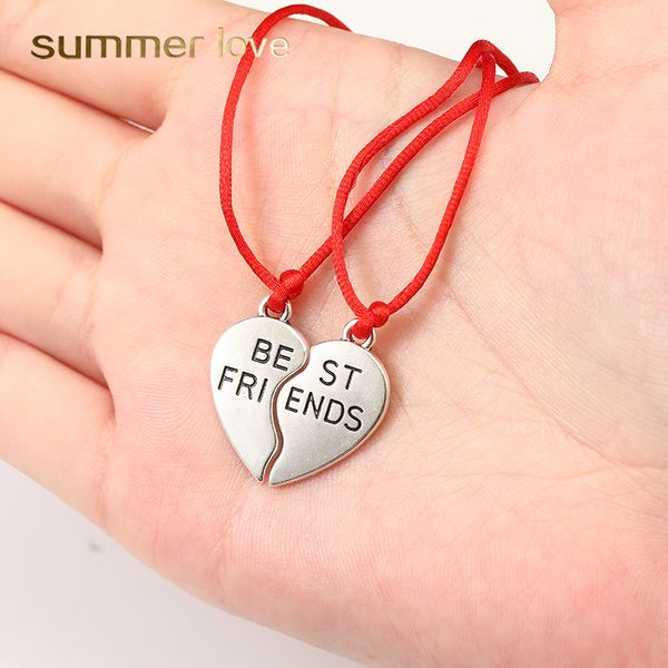 

2pcs/set friend heart stainless steel pendant bracelets set for women men handmade braided rope friendship bracelet with card jewelry, Black