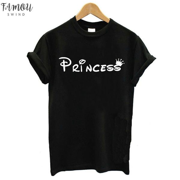 

fashion casual loose t shirt short sleeve princess english flower body print o neck casual summer new t shirts women, White