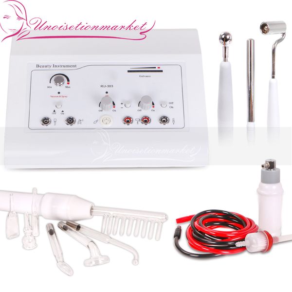 4in1 alta frequência corrente de massageador de pele de massageador de pele rejuvenescimento facial steamer HF galvânico vácuo equipamento de beleza