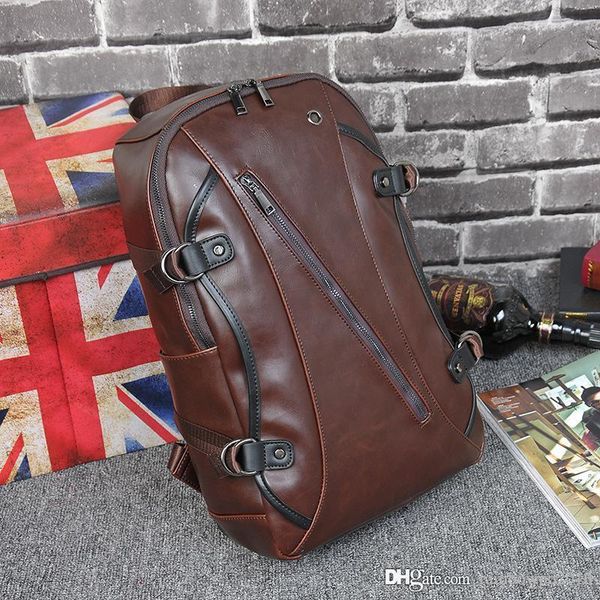 

factory sales brand bag original design crazy horse leather backpack. crazy horse retro old men and women backpack backpack school wind