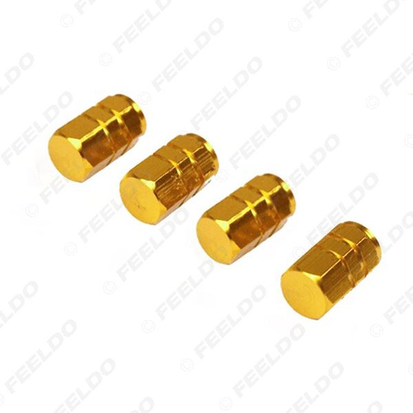 4 pezzi ROSSA ESAGONALE ALLUMINIO Tappi Valvola Per Auto Auto Moto Camion-NUOVO