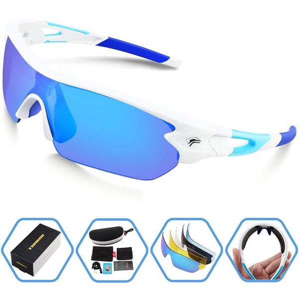 

2018 polarized sports sunglasses with 5 interchangeable lens for men women cycling running driving fishing golf baseball glasses