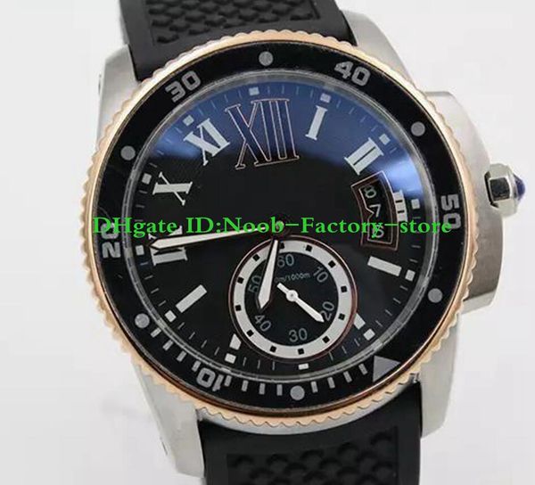 

factory sluxury watch men 42mm blue balloon sapphire glass automatic mechanical watch black dial wrisrwatch rubber strap watches, Slivery;black