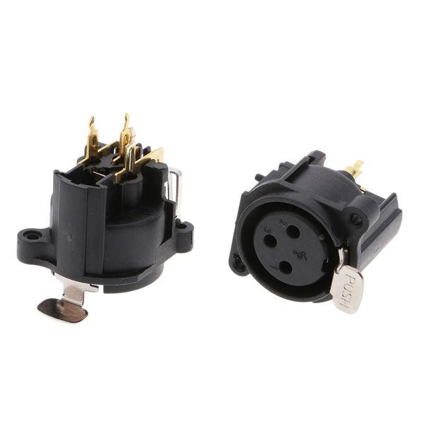 

2pcs 3pin xlr female socket mount audio mic connector gold straight pin accessories