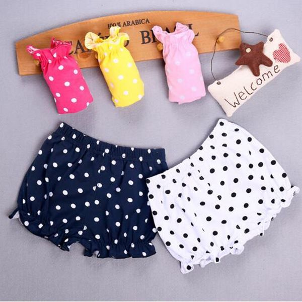 

infant baby cute cotton bloomers cute girl polka dot shorts casual diaper nappy cover pants candy color shorts lww9010, Black