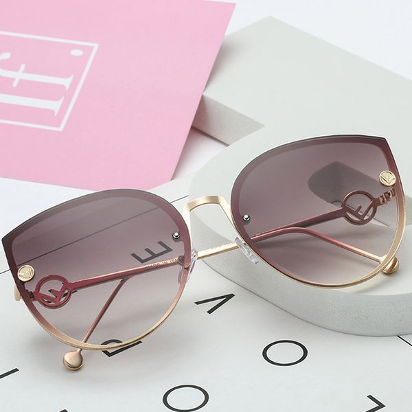 

pawxfb brand 2019 new trendy brown cat eye sunglasses women alloy frame sun glasses retro summer clear shades, White;black