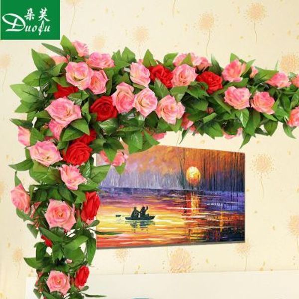 

шелковые цветы лоза роза айви с искусственными цветами с листьями виситдля домашнего офиса украшение свадьбы цветочные