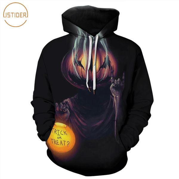

istider autumn 3d print pumpkin skeleton wizard hoodie sweatshirts men/women halloween black pullover hoodies streetwear