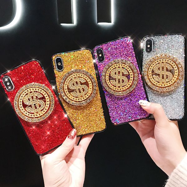 

2019 fashion new phone case for iphone x/xs xr xsmax 7/8 7plus/8plus popular protective back cover rotating gold coins 4 styles wholesale
