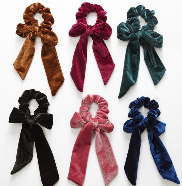 Girls Bows Hair Scrunchie Boutique Children Velvet Elastic