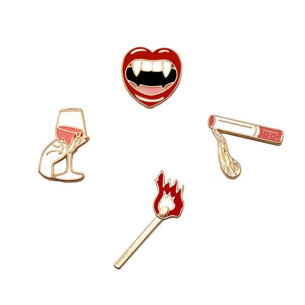 

simple bloodless girl's sleepless night fashion personality wild clothing accessories match oil brooch collar needle badge, Gray