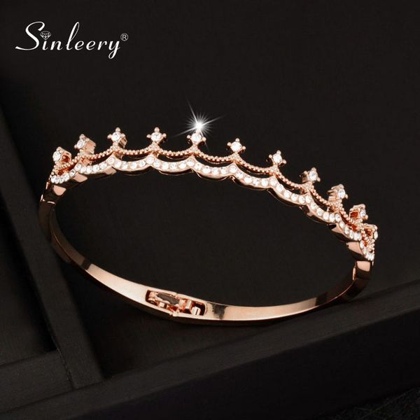 

sinleery розового золота цвет циркон корона браслет для женщин свадьба ювелирных sl431, Black