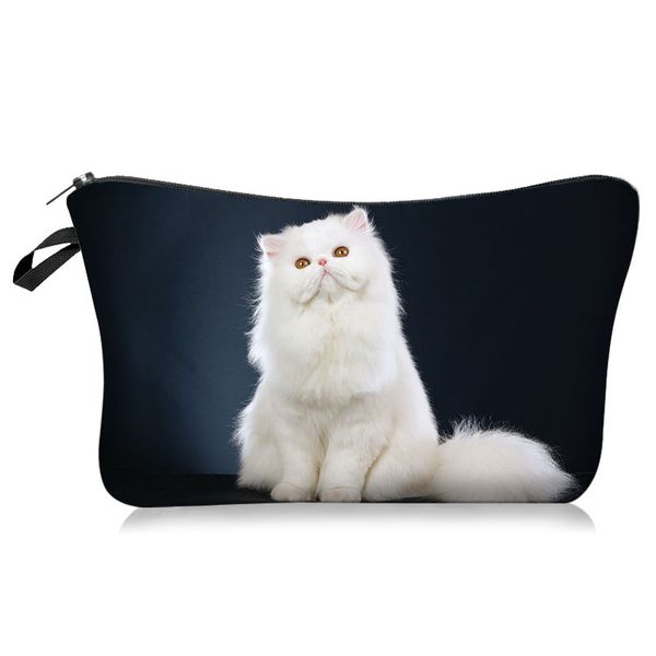 

3d digital printing animal lady cosmetic bag wash bag women cute cat storage clutch