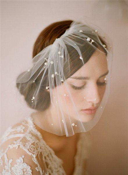 

elegant tulle feather pearls bridal hats face veil hair-fascinators headpiece party hat birdcage veil wedding accessories