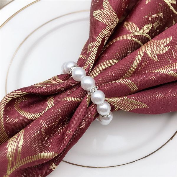 

8mm white pearls napkin rings wedding napkin buckle for wedding reception party table decorations supplies ing