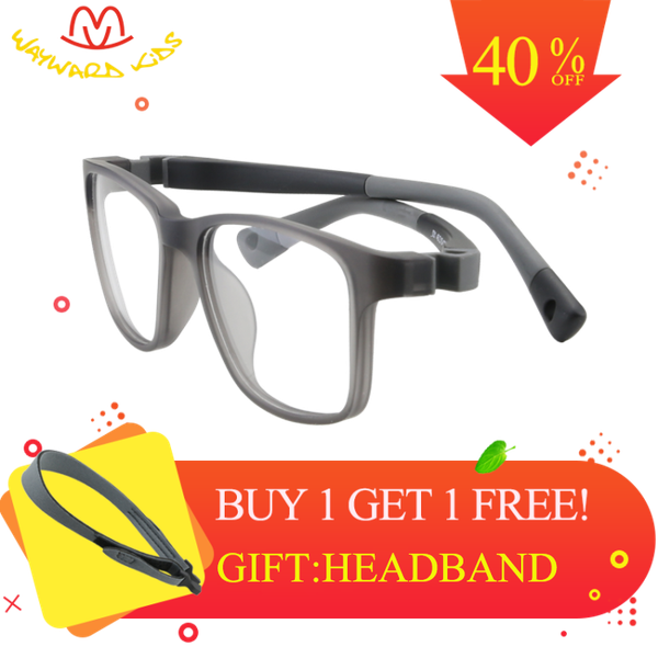 

wayward kids professional craftsmanship square boy eyewear ultra light tr90 frame flex connection headband gift eyeglasses, Silver