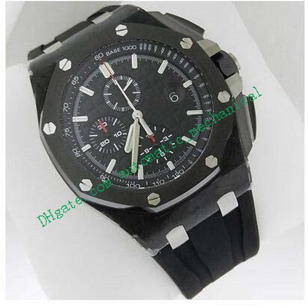 

luxury wristwatch chronograph 44mm black dial rubber strap 26400au.oo.a002ca.01 chronograph quartz mens watches wristwatch, Slivery;brown