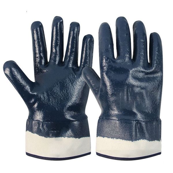 

sport gloves safety knitted flannel nitrile gloves full double plane oil and alkali oil machinery gas, Black