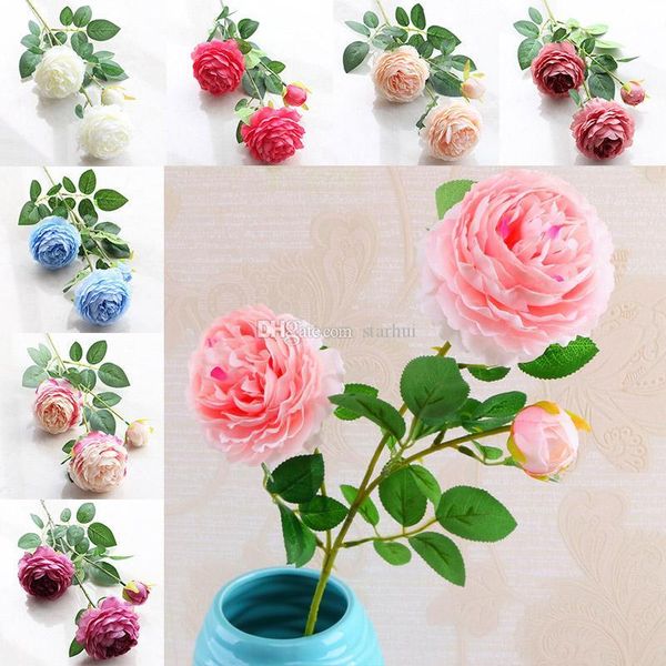 

искусственные цветы роза peony три цветок heads сад свадьба украшение моделирование поддельная головки цветок кристмас 16 цветов wx9-70