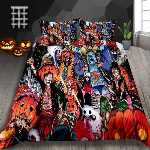 

One Piece печати Пододеяльник Halloween Подарки Модное горячее 3D пододеяльник King Queen Double Fu