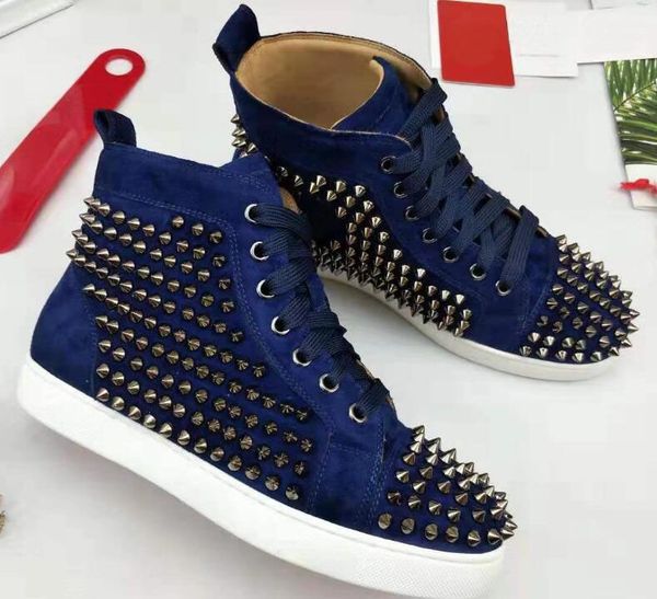 

designer shoes women fashion spike sneakers triple black white blue red suede leather mens trainer flat bottoms luxury shoe c03