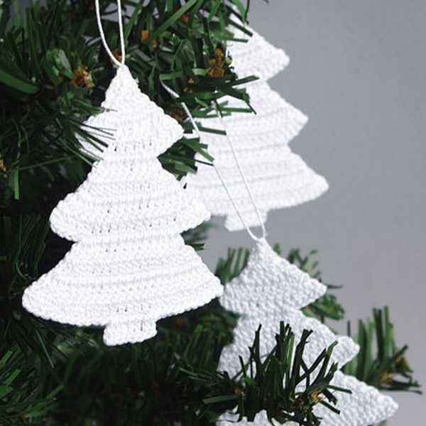 

white christmas ornaments - crochet christmas decorations - hanging tree set of 12