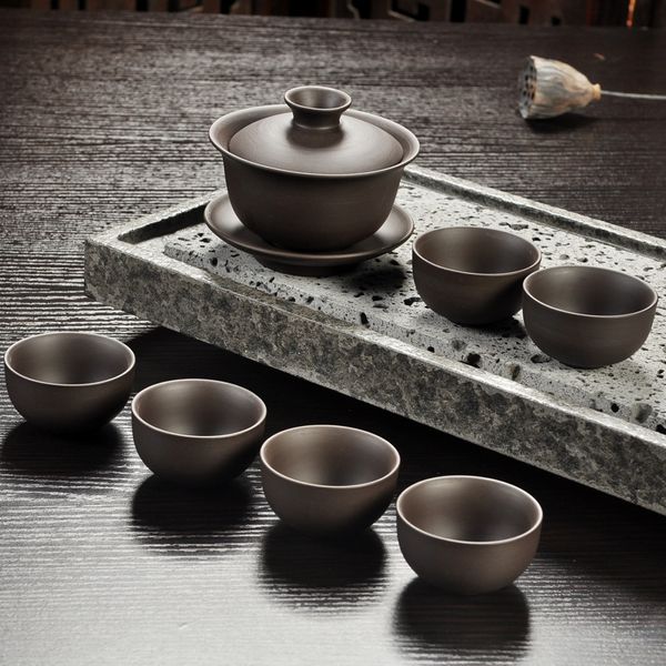 Vendite calde Yixing Set da tè sabbia viola nero / rosso ceramica kung fu Teiera, teiera sabbia viola fatta a mano tazza da tè gaiwan Zuppiera cerimonia del tè