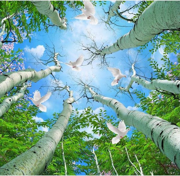 

sky zenith mural in hd forest slarge mural waterproof canvas self-adhesive removable sticker 3d living room bedroom ceiling wallpaper