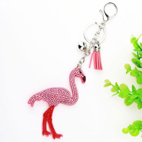 

adjustable jewery diamond creative flamingo key handbag part ornament gift accessories, Black