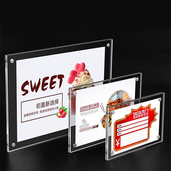 

120x80mm tableacrylic magnet products price name label picture p display sign holder frame display racks